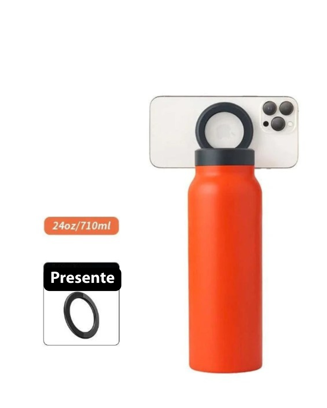 Garrafa Térmica com Suporte para Celular